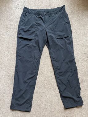 REI Co-Op 12 Petite Womans Lightweight Black Trailmade 5 Pkt Pants Bungie Ankle